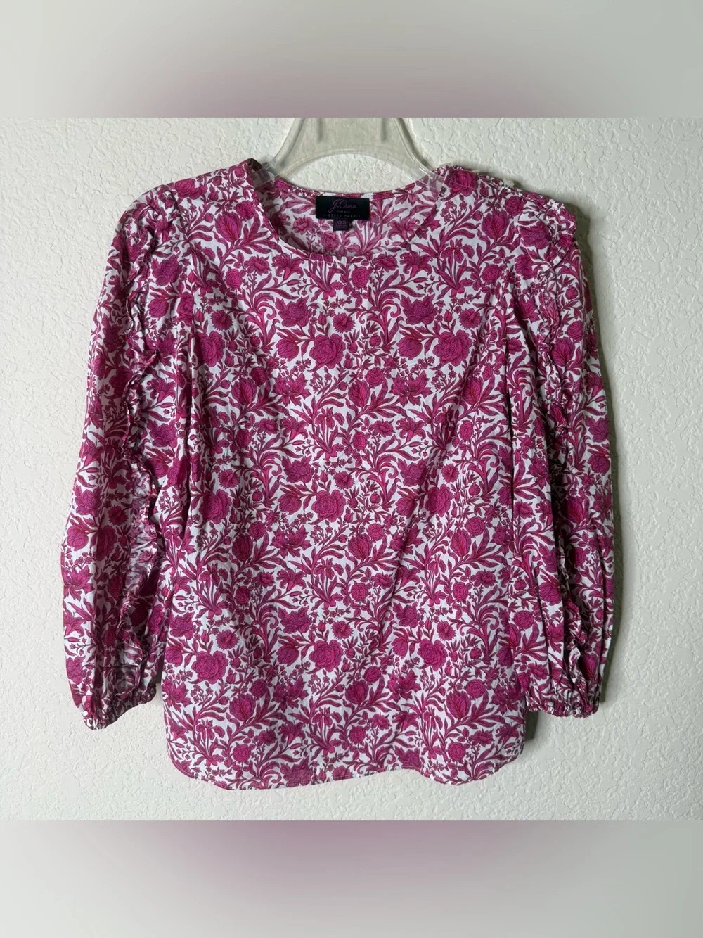J. Crew Liberty Of London Sambourne Ruffle Floral Puff Sleeve Cotton Blouse